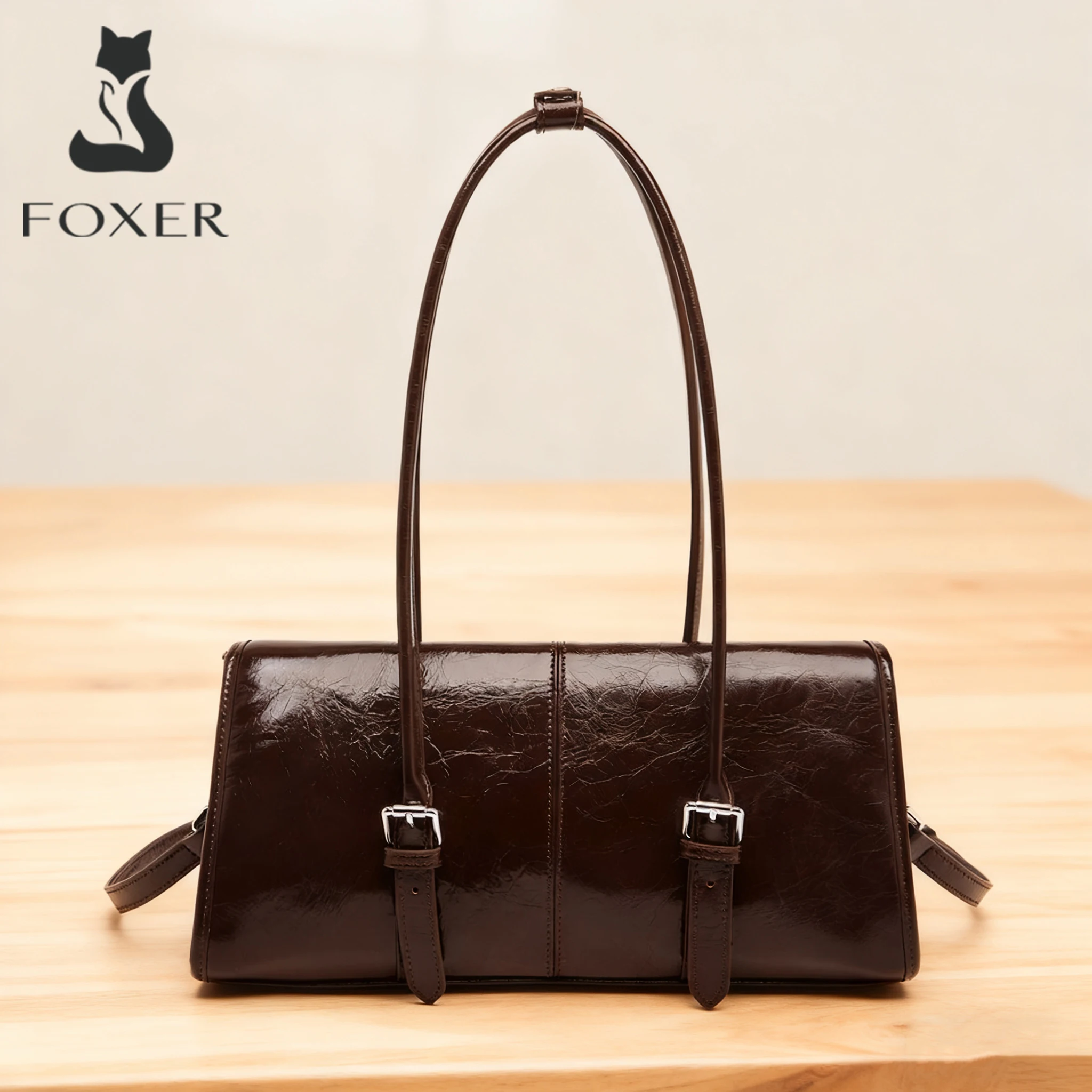 

FOXER 2025 новая женская сумка на плечо из натуральной кожи, женская большая сумка подмышки, зимняя универсальная дорожная сумка большой вместимости