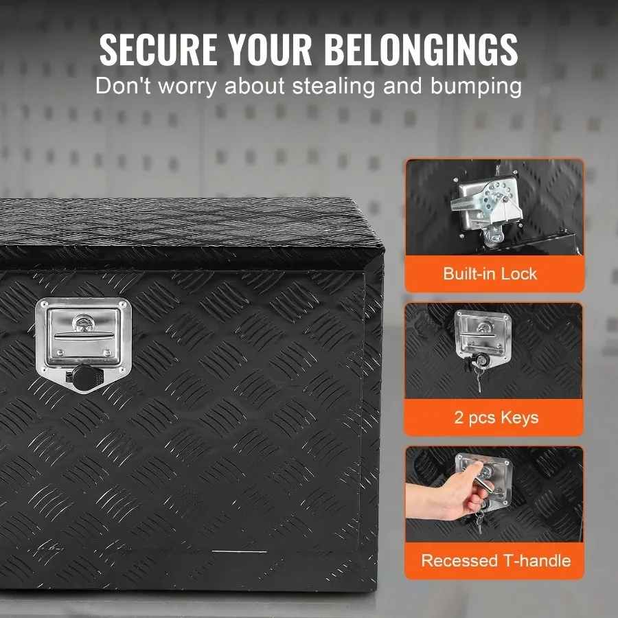 صندوق أدوات شاحنة ألومنيوم تحت الجسم من VEVOR مقاس 30 بوصة × 14 بوصة × 40.64 سم لتخزين أدوات المقطورة RV