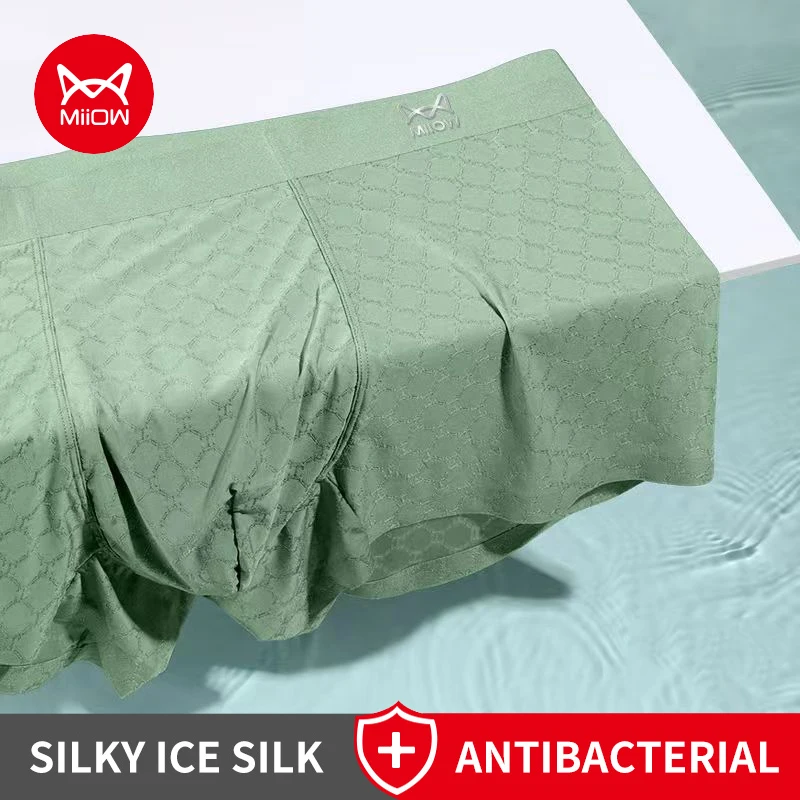 

MiiOW 3Pcs Silky Ice Silk Men's Panties Breathable Mesh Mens Boxers 3A Antibacterial Man Underwear Underpants Men Boxers Trunks