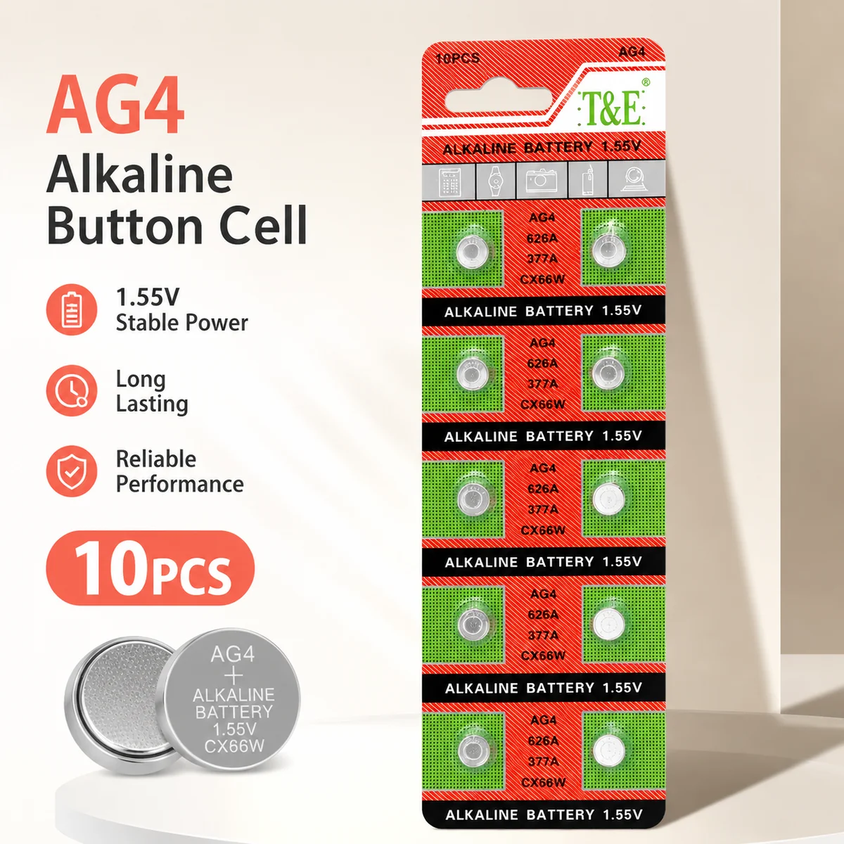Alkaline Button Cell Battery AG4 377 SR626SW 1.55V 2PCS-50PCS, Compatible SR626 LR626 376 177 626A For Watch Clock Toys Use
