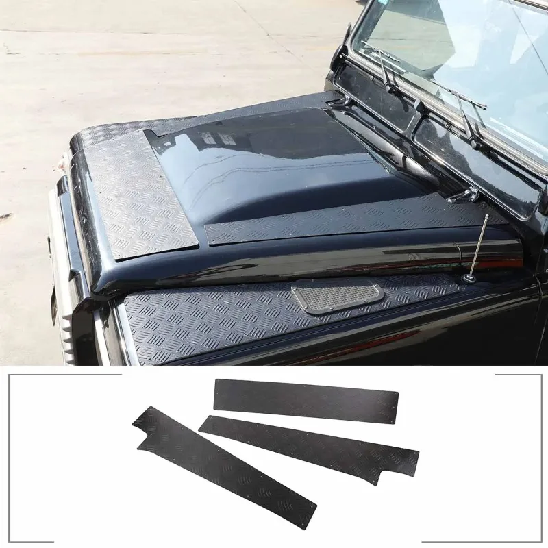 

For Land Rover Defender 90 110 130 2004-2018 Aluminum Alloy Black Car Hood Protection Panel Trim Stickers Car Accessories