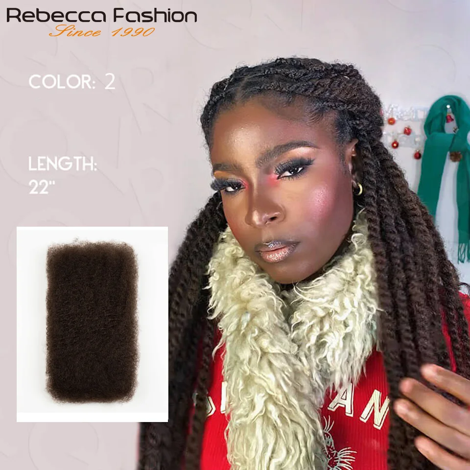 Rebecca Fashion Afro Kinky Bulk Human Hair - Natural Black/Brown/Ginger for Braiding, Styling & Daily Wear