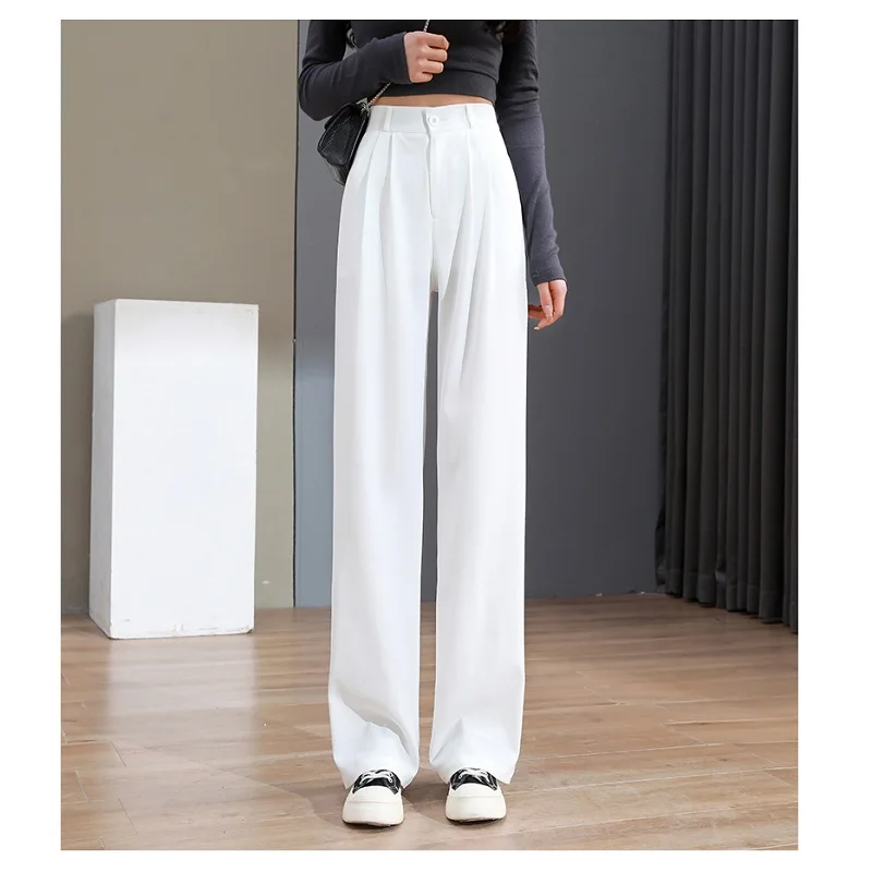 Suit Pants For Women Wide Leg Straight Pencil Pants High Waisted Casual Pants Suit Office Lady Korean Style Y2K Women Trousers