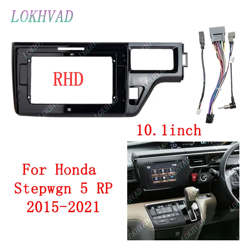 Car Radio Fascias Frame For 2015-2021  Honda Stepwgn 10 inch 2DIN Stereo Panel Wiring Harness Power Cable Adapter Canbus Decoder