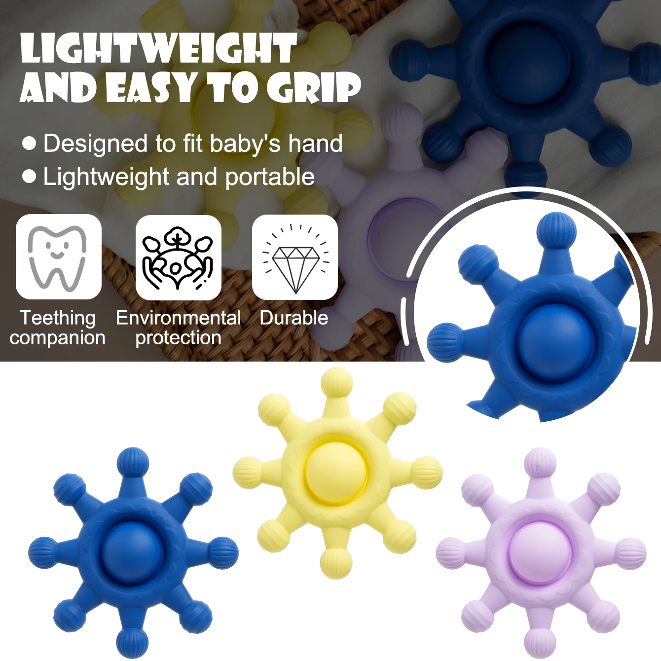 1PCS BPA Free Baby Silicone Teether Rudder Shape Teething Toys Infant Chewing Nursing Toy Teethers Sensory Toy Baby Items