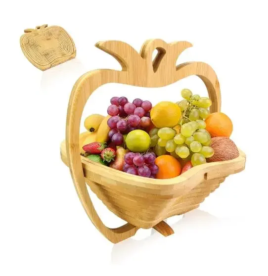 Organizador de almacenamiento de alimentos ecológico para fiesta de Navidad, herramienta de cocina, cesta de frutas plegable, plato de aperitivos creativo portátil de Bambos