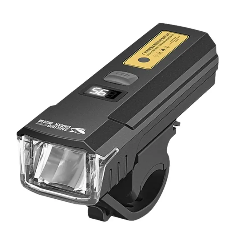 SMILING القرش دراجة المصباح شاشة ديجيتال مقاوم للماء سطوع عالية الدراجة مصباح يدوي لركوب الجبال ليلة Black-AA85