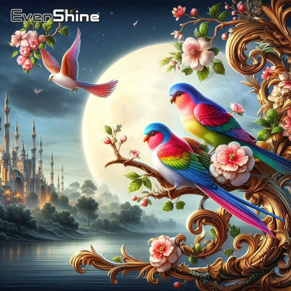 

Новое поступление, алмазная живопись Evershine, птица, животное, полный квадрат, круглая вышивка, цветок, Искусственная Луна, домашний декор