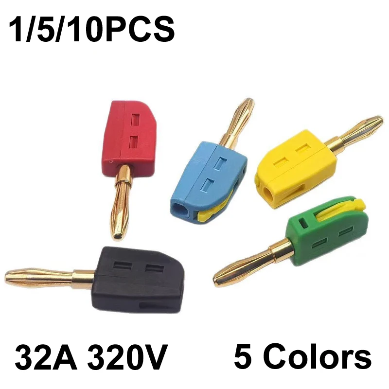 1/5/10 Peças Conectores Sem Solda Tipo Banana 320V 32A 4mm, Cobre Banhado a Ouro para Áudio, Caixas de Som e Amplificadores