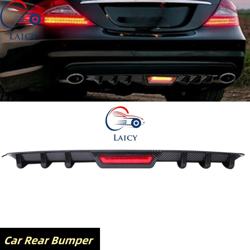 LAICY Für CLS500 CLS550 CLS53 CLS63 Auto Hinten Stoßstange Diffusor Lippe mit Schwanz Bremse Stop Licht Splitter Spoiler Shark Fin Lip Kit