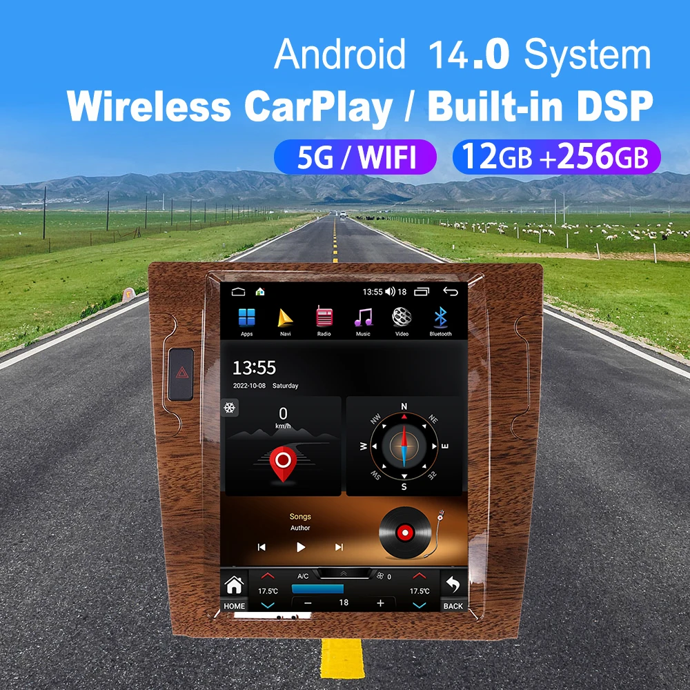 Auto Android 14 Carplay GPS Navigation For Volkswagen Phaeton 2008-2013 Car Radio Stereo Multimedia Player 12.1 Inches Head Unit