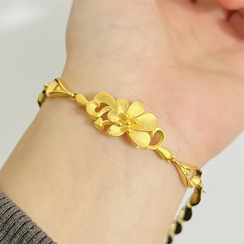 

Luxury 24K 9999 Pure Gold real gold Flower Lady Bracelet Fashion Bracelet