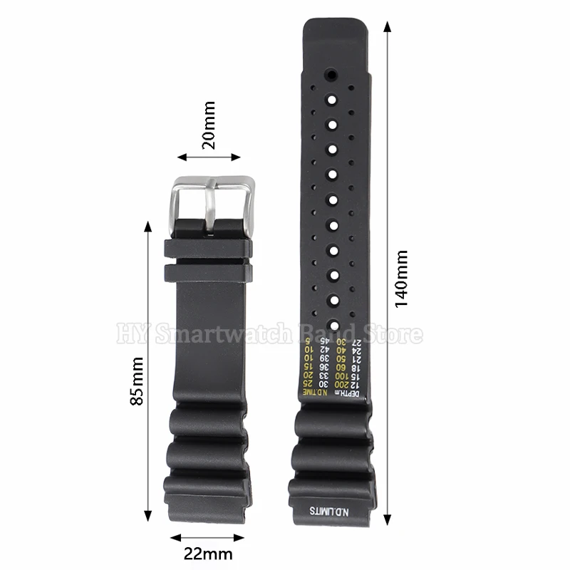 20mm 22mm 24mm nd limits mergulhador pulseira de relógio de silicone para seiko para cidadão para água fantasma cinto mergulho pulseira de borracha