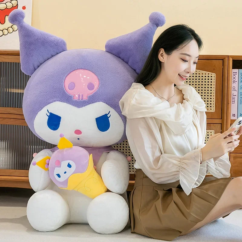 Sanrio kuromi brinquedos de pelúcia kawaii anime plushie bonecas sorvete roxo 40-100cm travesseiros de pelúcia macios presentes de natal para crianças