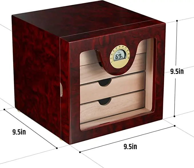 Cigar Storage Box Red Cedar Wood Display Standing Cigar Refrigerator Humidor Cabinet with 4 Trays Drawers and Dividers