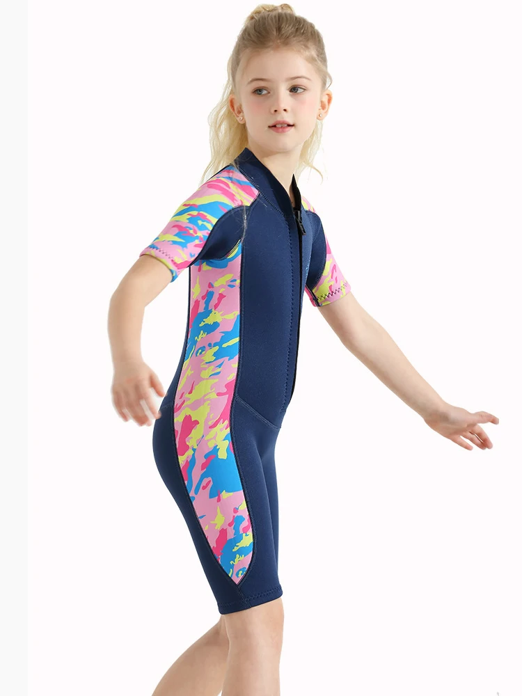 Kids Wetsuit for Girls Boys, 2.5mm Toddler Shorty Neoprene Front Zip Wet Suits Keep Warm for Water Sports Surfing Snorkeling