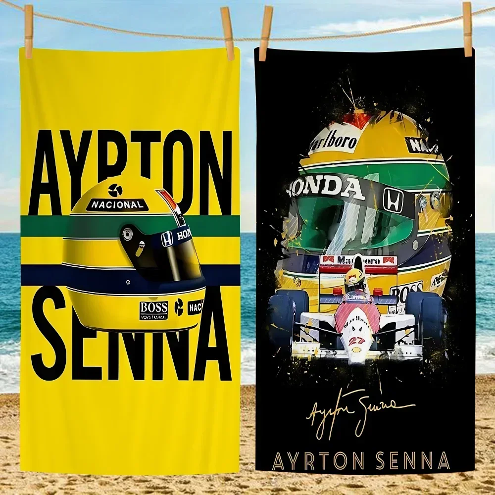 Senna F1 Racer Helmet Formula 1 World Champion Big Microfiber Beach Towels Quick Dry Towel Sand Beach Towels Pool Towel