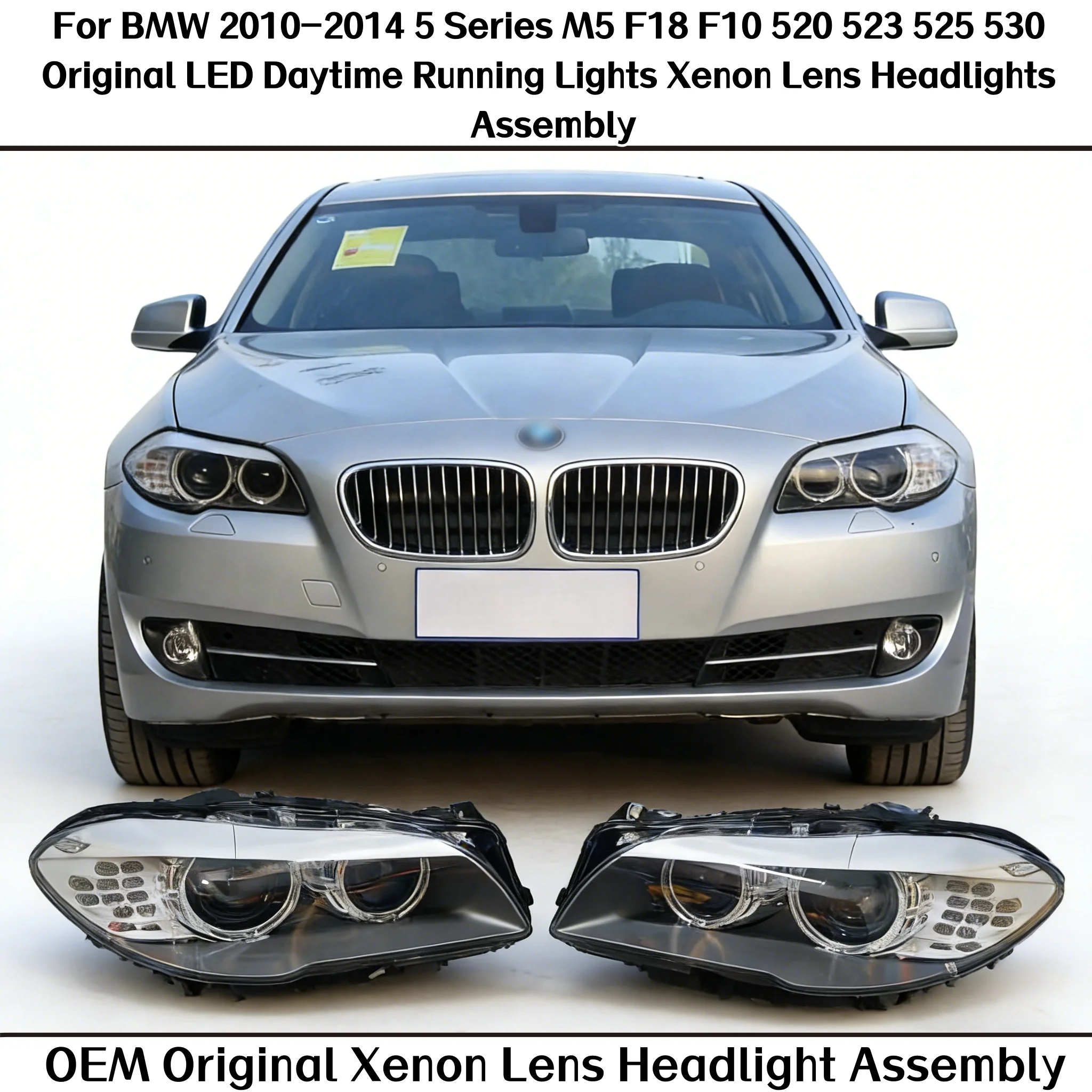 

For BMW 2010-2014 5 Series M5 F18 F10 520 523 525 530 Original LED Daytime Running Lights Xenon Lens Headlights Assembly