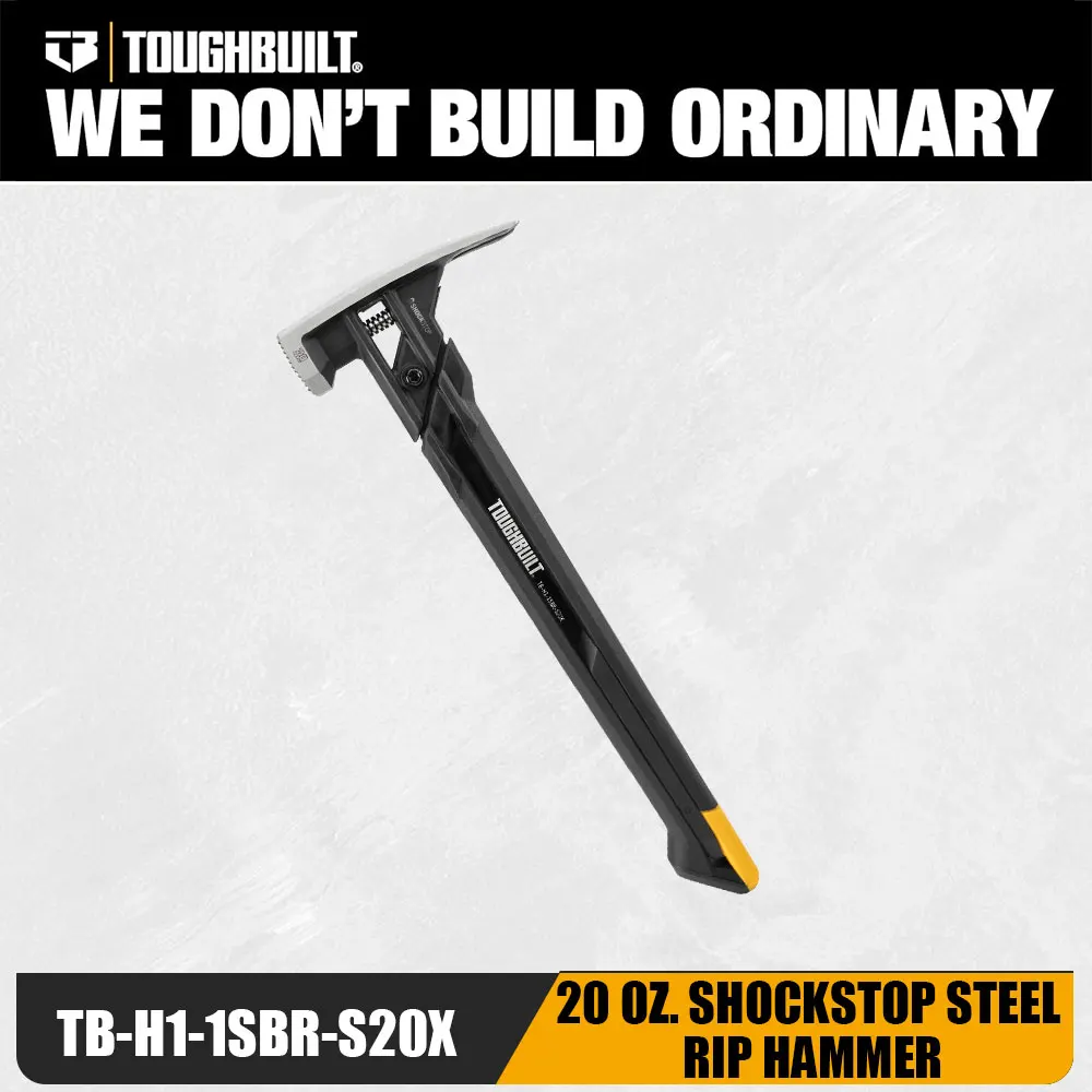 1 Stück TOUGHBUILT ShockStop 20oz Stahlrahmenhammer mit gefräster Schlagfläche, ergonomischem stoßdämpfendem Griff und langlebigem Design