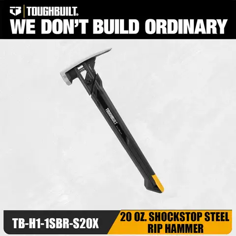 1개 터프빌트 쇼크스탑 20온스 스틸 프레이밍 해머 (밀링 가공된 면, 인체공학적 충격 흡수 그립 및 내구성 있는 디자인)