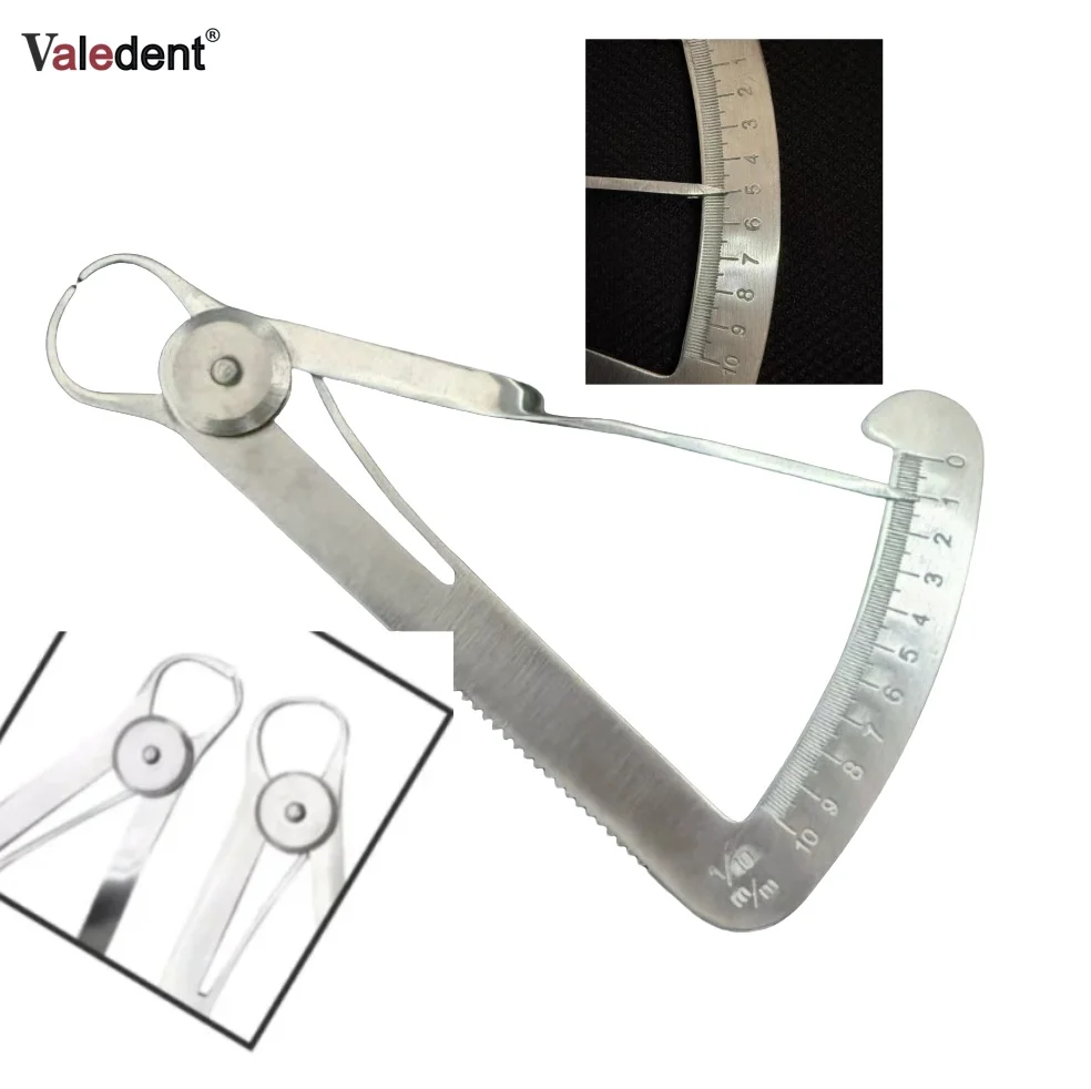 

Dental Stainless Steel Measuring Caliper Metal Vernier Measuring Dental Laboratory Dental Wax Thickness Measuring Ruler Tool