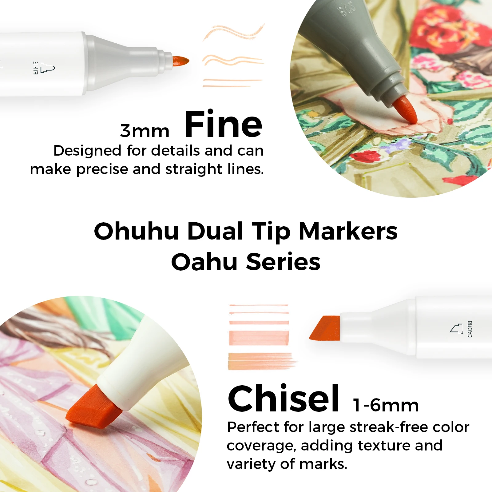 Ohuhu Oahu 36 huidskleurige kleuren Markeerstift Set Alcohol Art Markers Dual Tips Viltstift Schetsen Tekening Graffiti Manga School Art