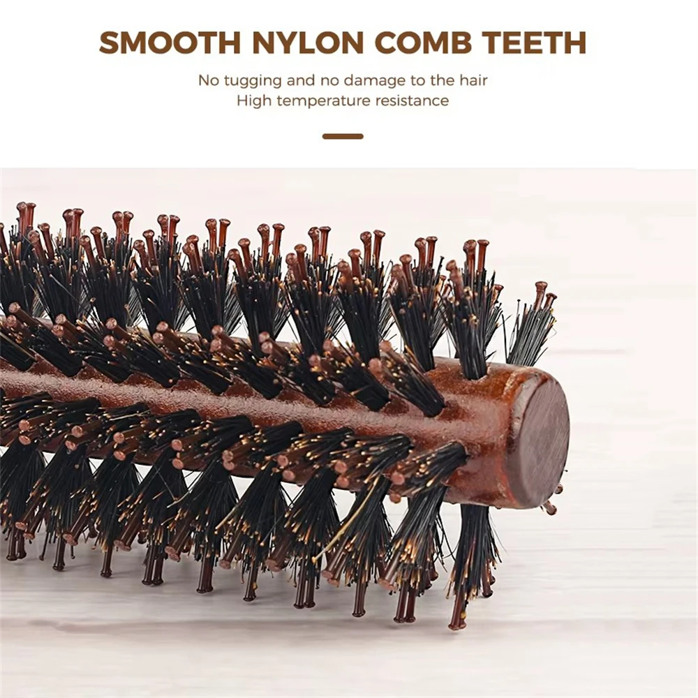 1 قطعة الخنازير الخشن الخشب الصلب مجعد الشعر مشط مربع مقبض الأسطوانة مشط شقة المتداول جذر الشعر رقيق مشط فرشاة الشعر