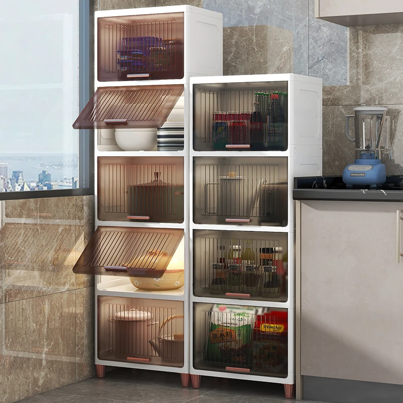 

Modern Kitchen Cabinets Floor Flip Snack Storage Cabinet Home Kitchen Furniture Multi-layer Pot Rack Cupboard Bedroom Cabinet