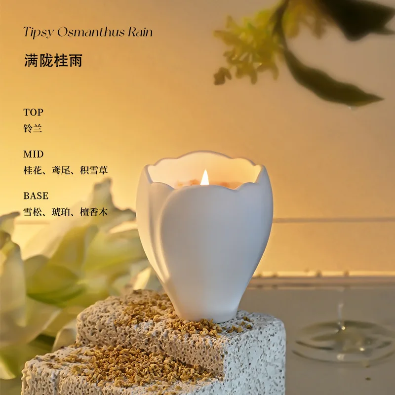 Aromatherapy Candle for Home Decoration, Tulip Shape, Long-lasting Fragrance, Natural Essential Oil, Magnolia Cup Shape