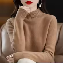 Cozy Long Sleeve Crop Top Solid Half Mock Neck Soft Knitwear - Gold Camel