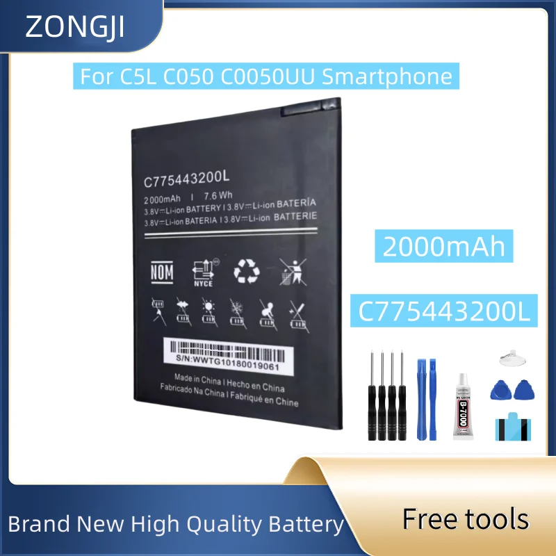 

Новый аккумулятор 2000 мАч C775443200L Сменный аккумулятор для смартфонов C5L C050 C0050UU + бесплатные инструменты