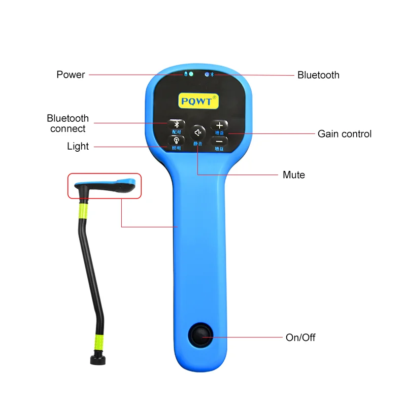 PQWT-BT10 New Design Multi-function Wireless Acousti Leak Detection Pipeline Locator Portable For Engineering Pipe