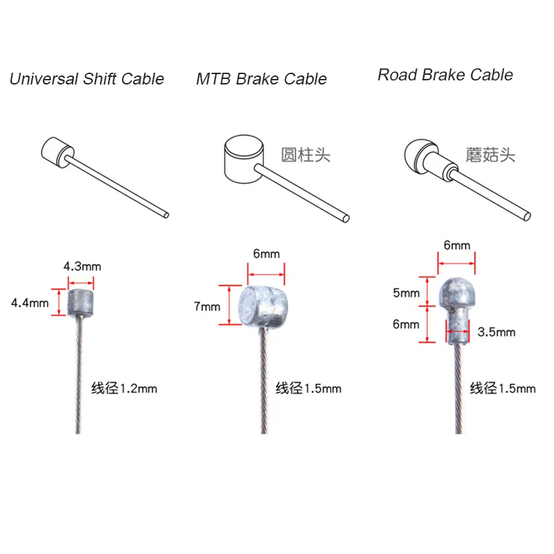 5PC Bicycle Brakes Line Road Mountain Bike Brake Cable Universal Bicycle Shift Cable Durable Road MTB Brake Shift Wire