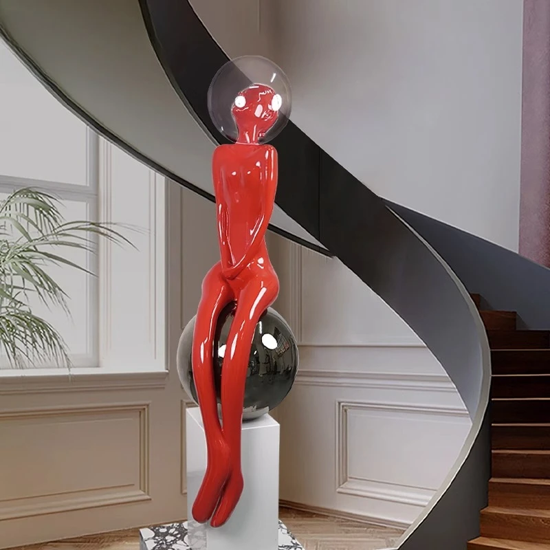 

Large floor-to-ceiling abstract figure sculpture ornament, niche high-end decoration next to sofa TV cabinet in living room