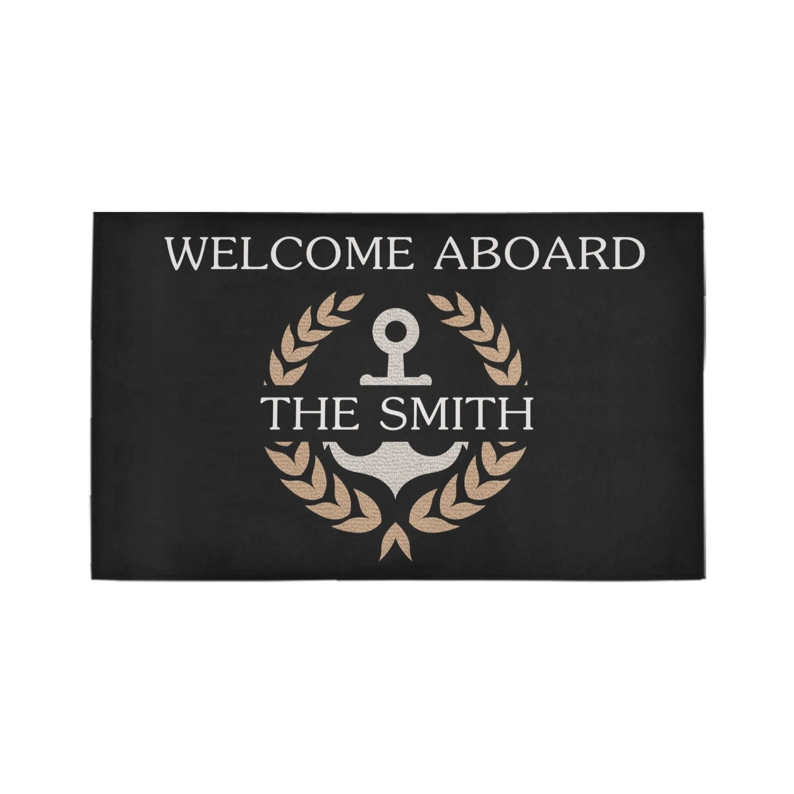 Anchor Doormat Personalized Boat Name Welcome Aboard Porch Floor Door Mat Decor Decorative Area Rug Rubber Backing