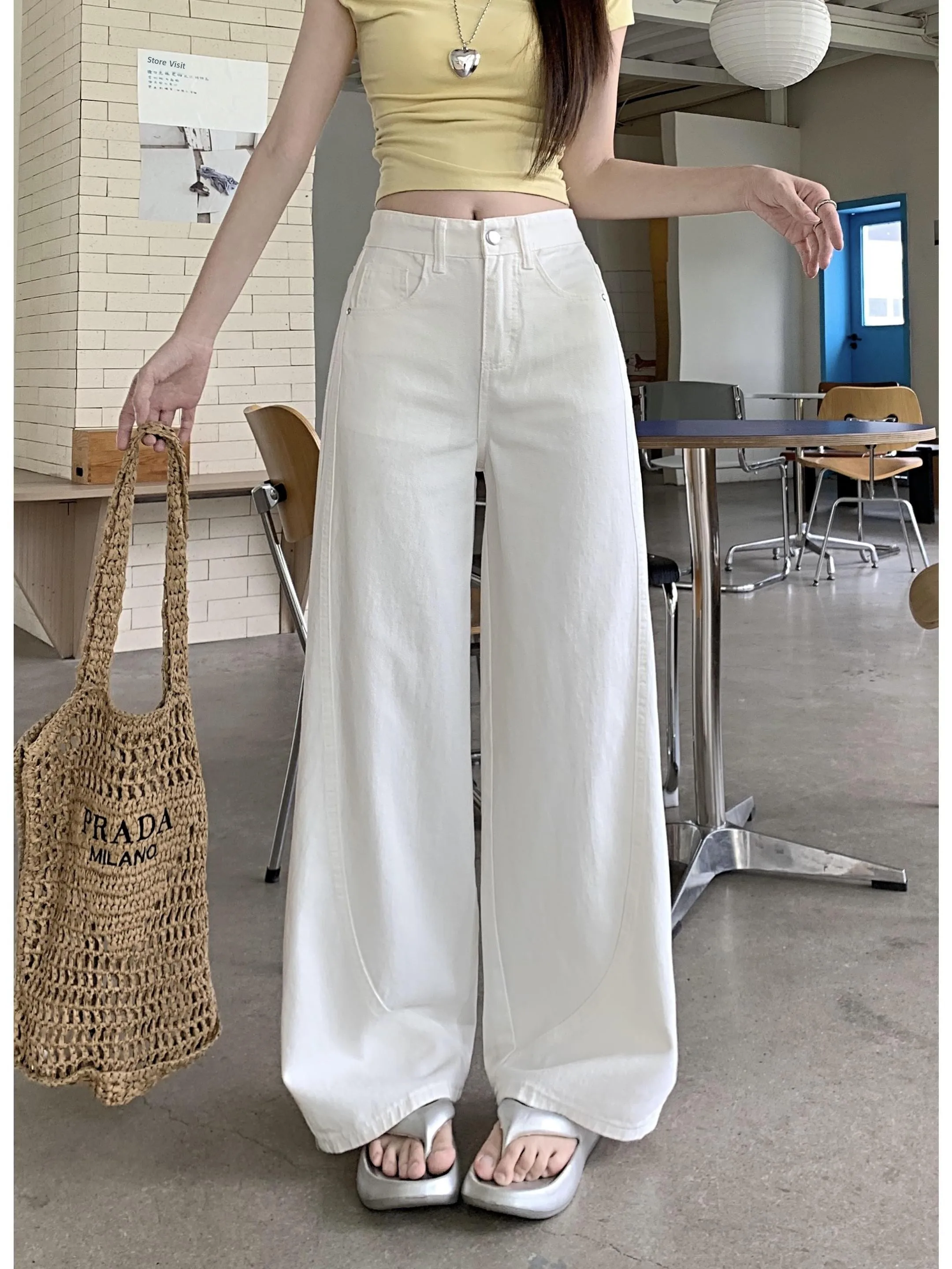 

Retro Straight Leg Knife Jeans Women's Summer New Design Loose High Waist Versatile Wide Leg Long Pants Commute Style