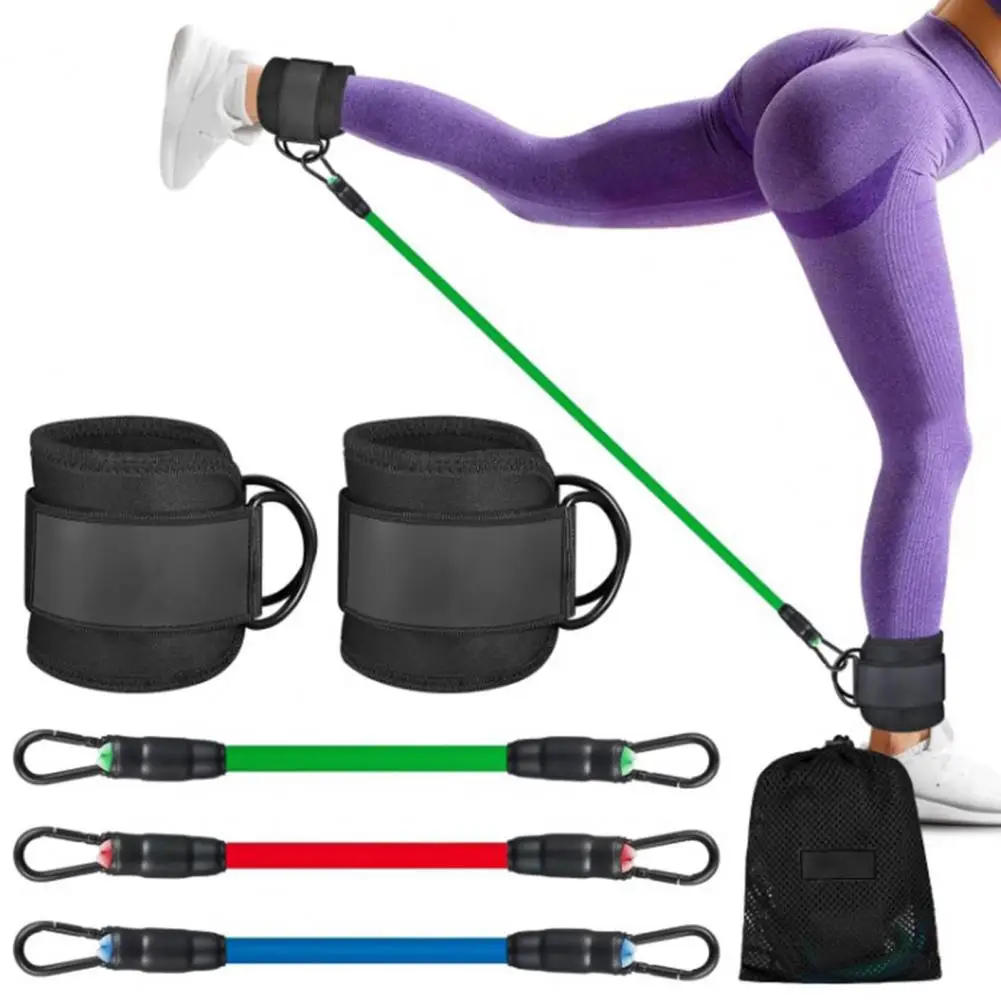 3Pcs Ankle Resistance Band Set Adjustable Fastener Tape Design Compact Strength Trainer Leg Resistance Bands With Ankle Straps