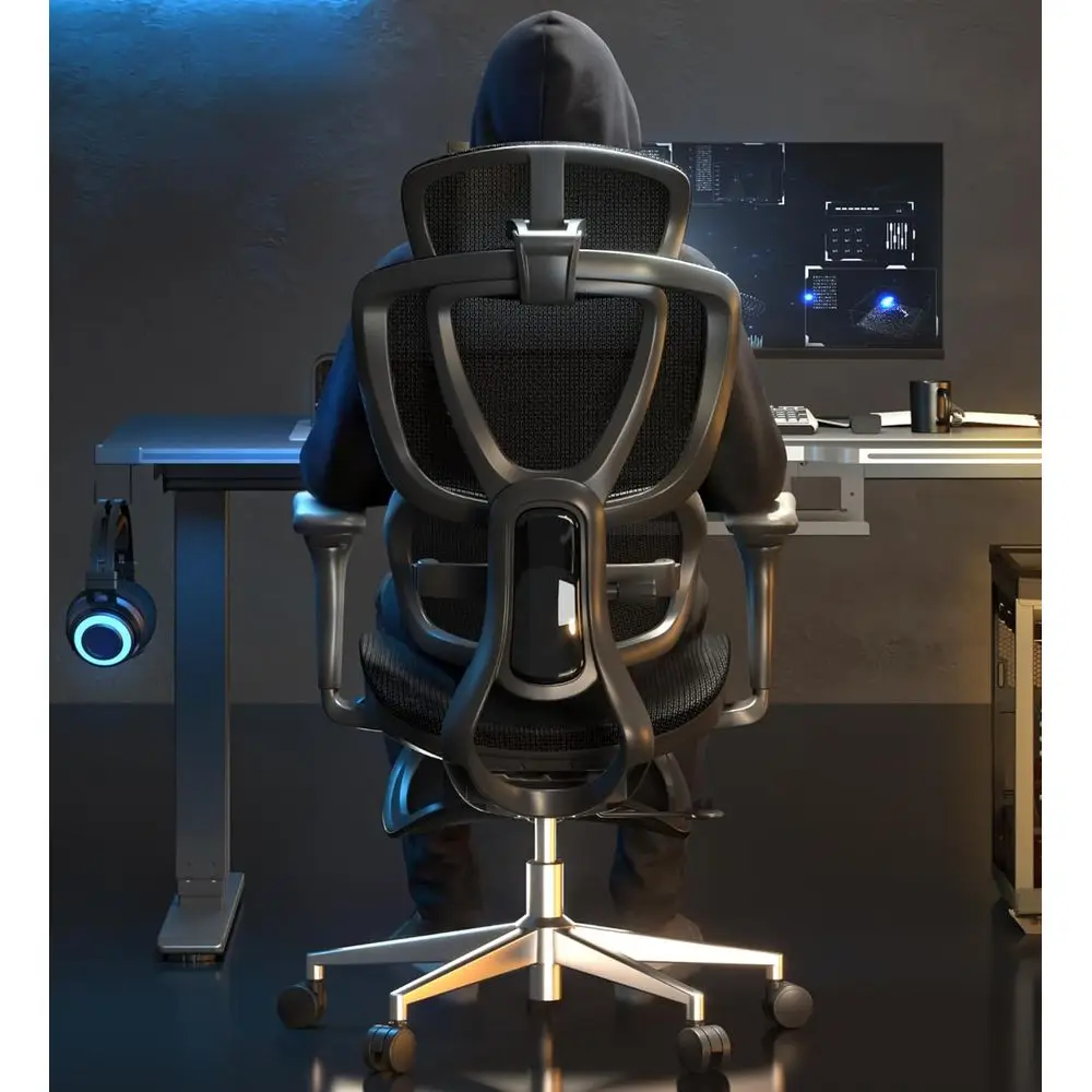 

Эргономичное игровое кресло: адаптивная поясничная поддержка, 3D-подлокотники, 120° ° Регулируемая по высоте спинка, премиальная сетчатая ткань для комфорта