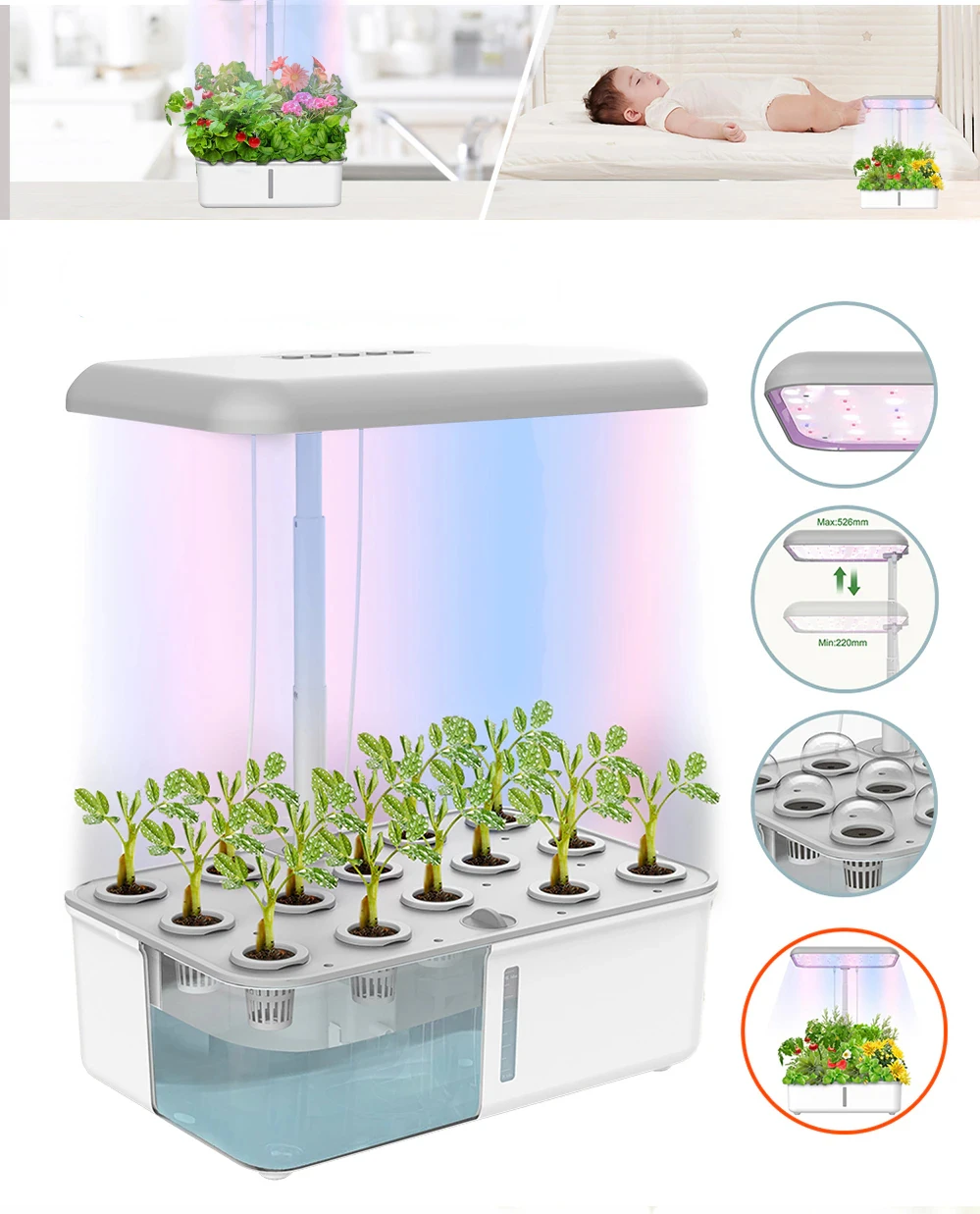 

Tuya WIFI Intelligent Plant Hydroponic Machine Hydroponics Growing System Garden Flowers Herb Seediing Planter Vegetables