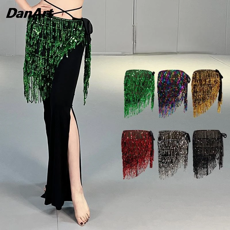 

New Tassel Waist Scarf Belly Dance Bead Waist Chain Sequin Hip Scarf Belt Dance Performance Dress Shining Practice Hip Scarf