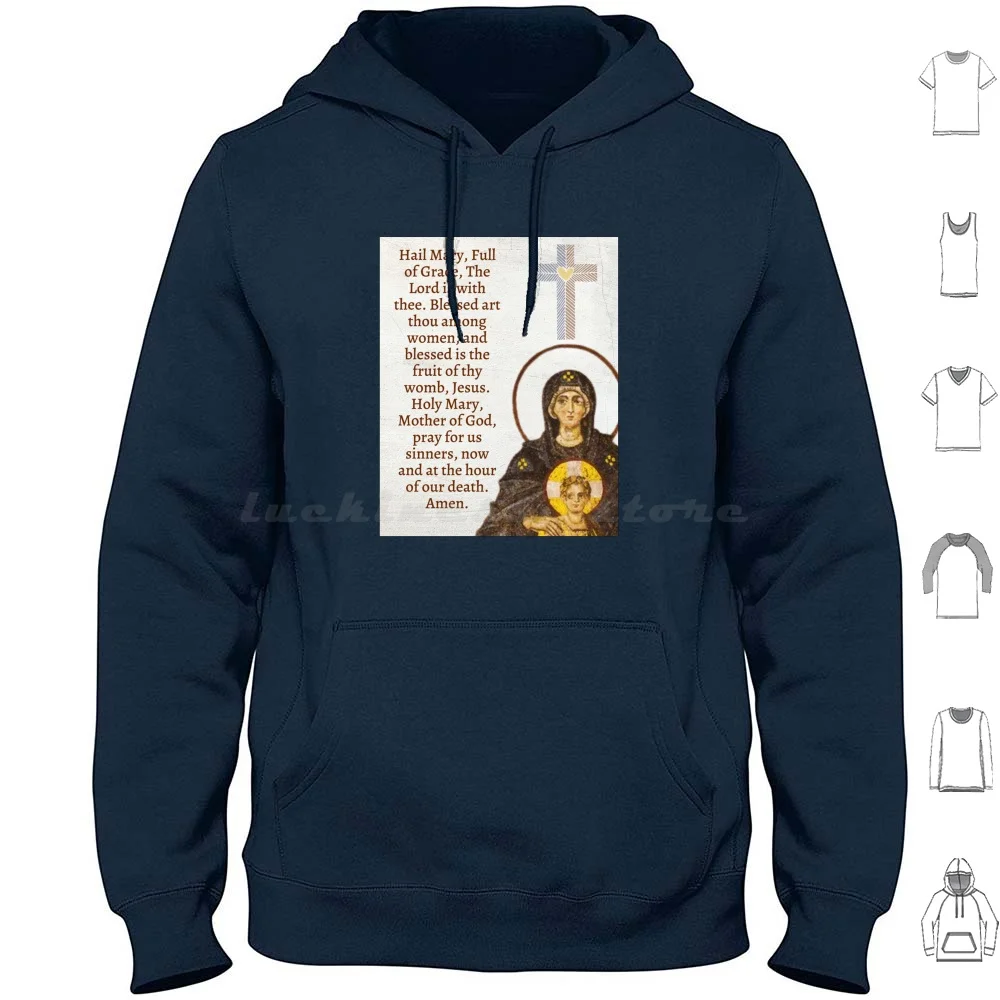 Saint Mary Hoodie Cotton Long Sleeve Saint Mary St Mary Holy Mary Mother Of Christ Mother Of God Virgin Mary Virgen Mary Ave