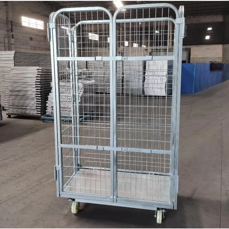 Heavy duty and durable container wheeled cage trolley Non-slip collapsible cage trolley for logistics transportation