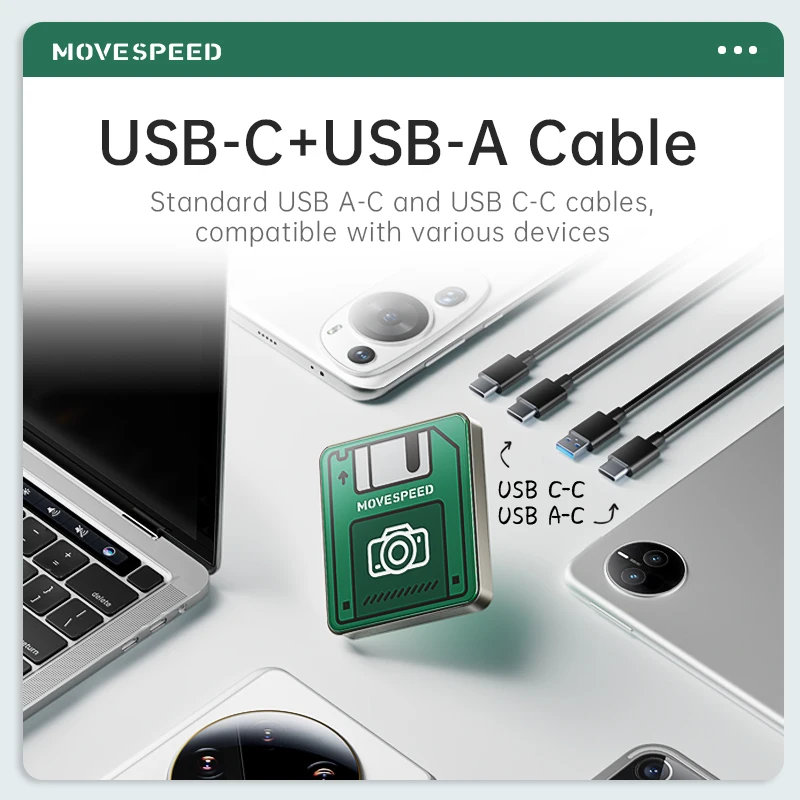 Портативный твердотельный накопитель MOVESPEED, USB 512 Type C портативный SSD ГБ Gen 2 Мб/с, внешний твердотельный накопитель SSD, жесткий диск для ноутбука, ПК, смарт-ТВ, 1 ТБ