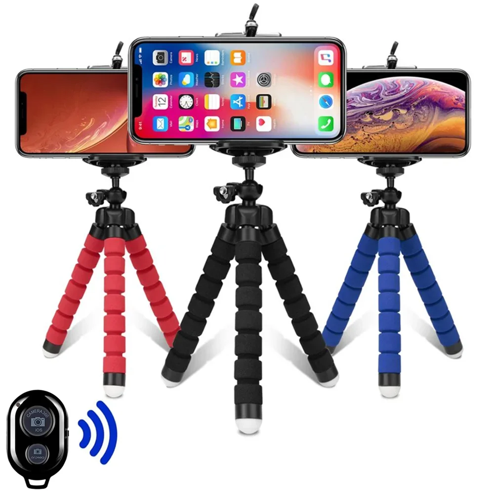 Portable Phone Tripod - Adjustable Mini Octopus Stand with Clip Holder for Smartphones and Cameras