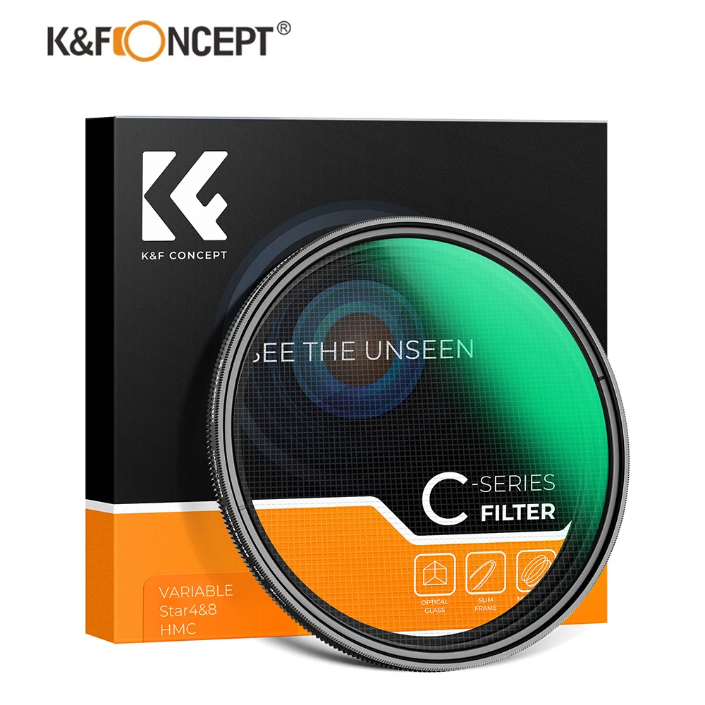 

K&F Concept 67mm Variable Star Filter Cross Screen Starburst Filter 4&8 Points 18-Layer Coating Ultra Slim 49mm 72mm 77mm 82mm