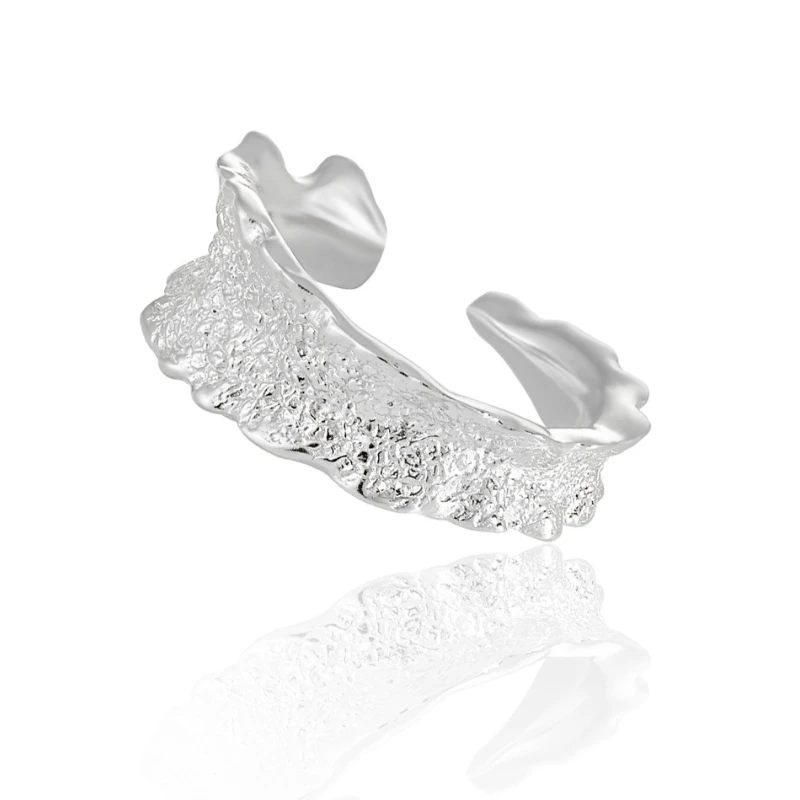Irregular Skirt Edge Design Rings S925 Sterling Silver Texture Ring Original Fashion Fine Women Jewelry Elegant Girl Factory