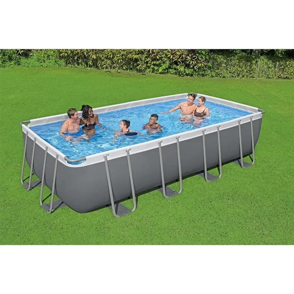 

Outdoor Swimming Pool18' x 9' x 48" Rectangular Metal Frame Above Ground Set with 1,500 GPH Filter Pump, Outdoor Hot Tubs