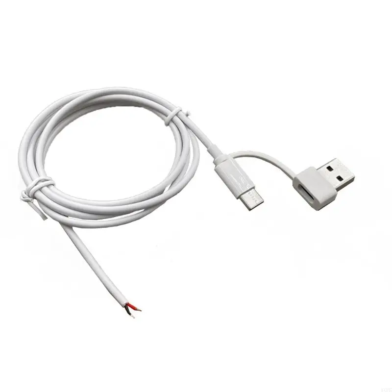USB C to 2-контактный кабель с открытым концом, 5 В/2 А, USB Type C, штекер, 2-контактный разъем, сменный провод питания, кабель «сделай сам», для светодиодного освещения