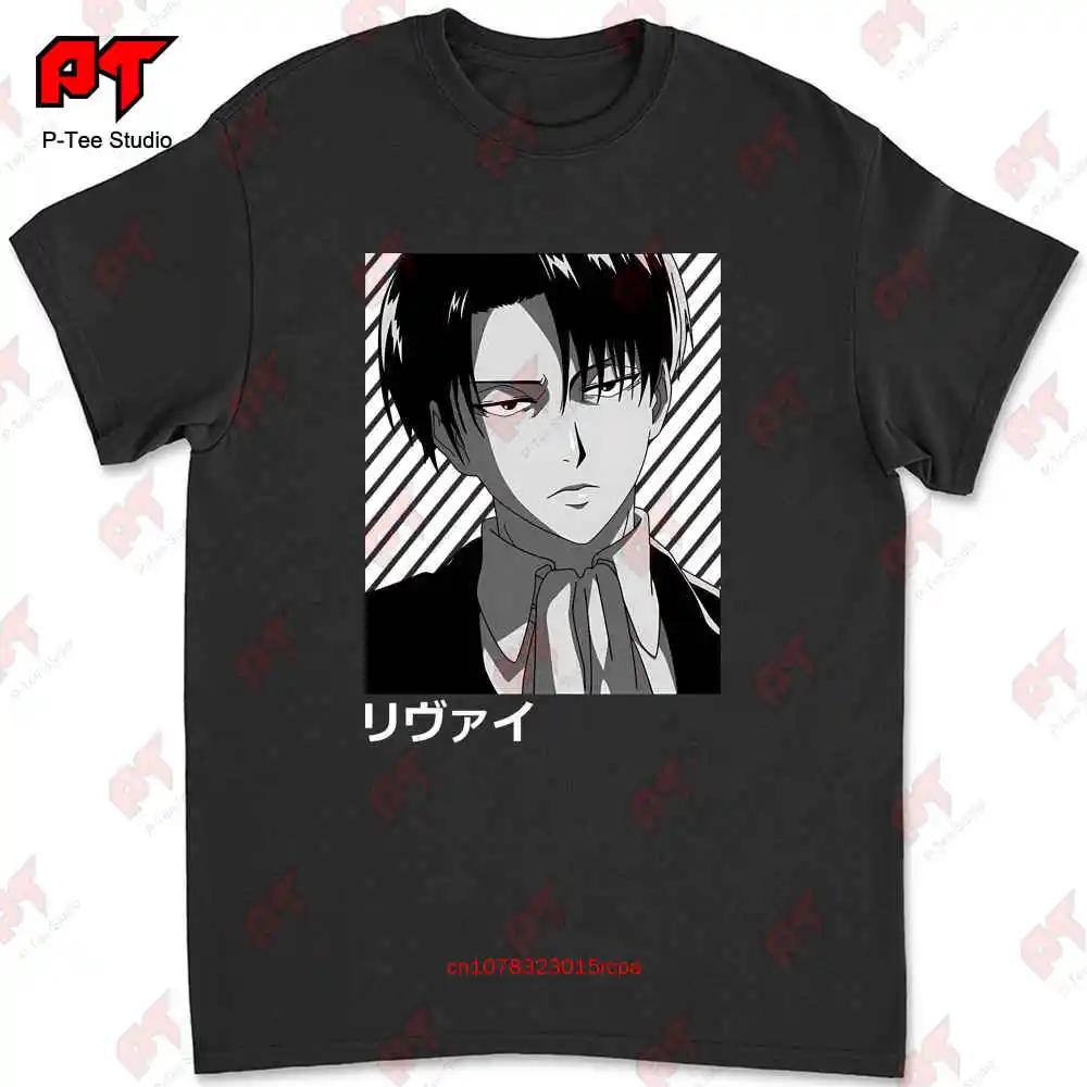 R1 Levi Akerman Attack On Titan camiseta negra divertida, Anime japonés, Manga, S, 6Xl, SAQ8