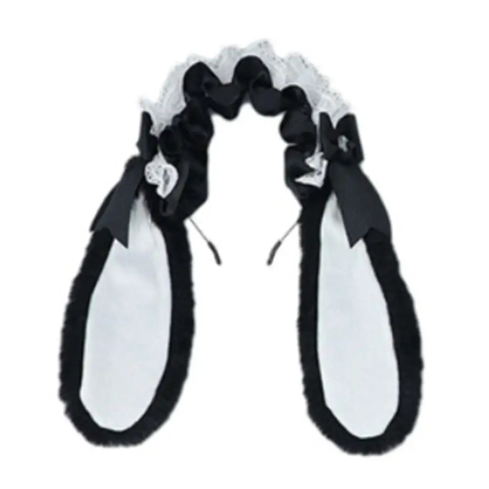 

Japanese Bowknot Plush Bunny Hair Hoop Ribbon Lace Cosplay Hair Bands Furry Cute Lop Ear Headwear Girls